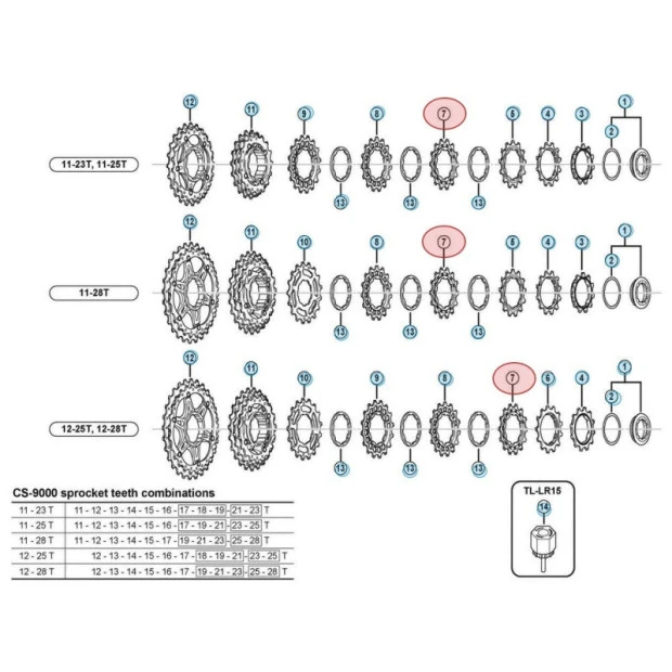 Pignon Shimano Dura Ace CS-9000 - 11 Vitesses - 14 Dents 1 Pignon Shimano Dura Ace CS-9000 - 11 Vitesses - 14 Dents